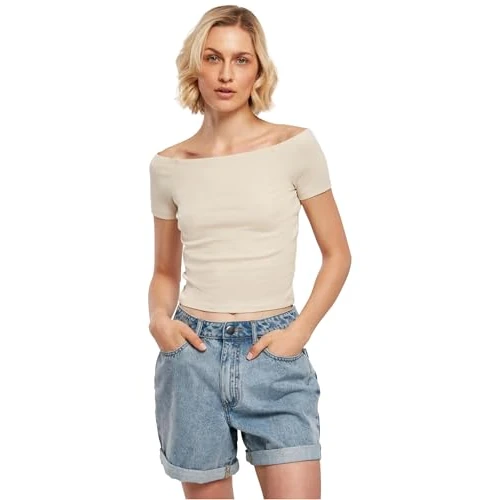 Oferta limitada: URBAN CLASSICS Camiseta de Mujer, Manga Corta con Hombros Descubiertos, Top Corto, T-Shirt en Algodón disponible Tallas XS - 5XL de 11.90 € a 6.69 € (ahorro 44%)