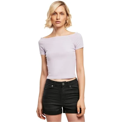 Urban Classics Damen Dames Off Shoulder Rib Tee T Shirt, Lila, 4XL EU