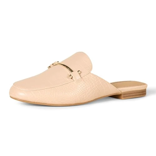 Amazon Essentials Damen Spangenpantolette, Beige Krokodil, 35 EU