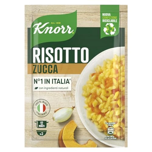 Knorr Risotto alla Zucca, Risotto Pronto con Ingredienti Naturali, 100% Riso Italiano e Chicci al Dente, Preparazione in Pentola o al Microonde, 175g, 2 Porzioni