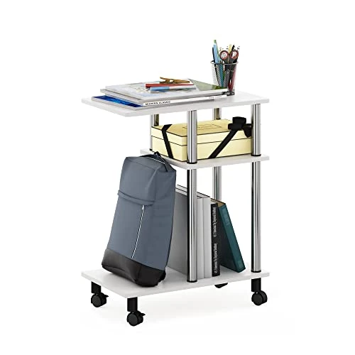 Offerta a tempo: Furinno Turn-N-Tube Tavolino da Divano a Forma di U con rotelle, Legno ingegnerizzato, Rovere Bianco/Acciaio Inossidabile, 29.5(D) x 50(W) x 62.7(H) cm - 0.00% da 49.99 € a 49.99 €