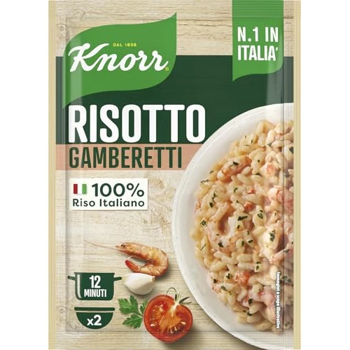 Knorr Risotto con Gamberetti, Risotto Pronto con Ingredienti Naturali, 100% Riso Italiano e Chicci al Dente, Preparazione in Pentola o al Microonde, 175g, 2 Porzioni