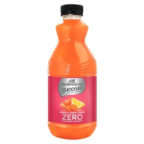 San Benedetto, Sappige Zero met sinaasappel, wortel en citroen, 900 ml, lichte en onthardende drank in natuurlijk mineraalwater, zonder suiker, conserveringsmiddelen, kleurstoffen en gluten