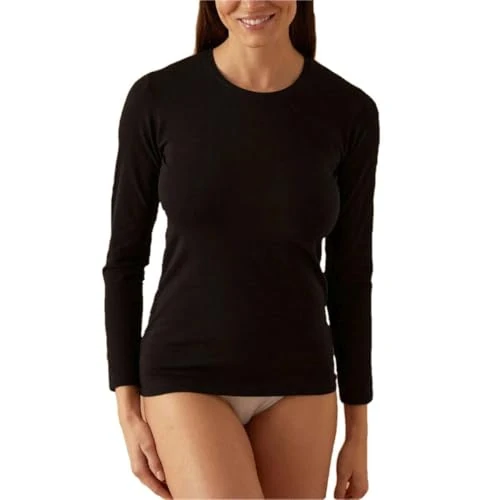 JADEA 4100 - Maglia Girocollo a Manica Lunga in Cotone Elastico garzato, Estremamente Coprente, Calda e Morbida, Adatta per Un Comfort ottimale e Una vestibilità Perfetta, Nero, M