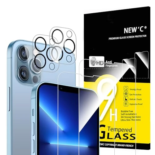 Limited offer: NEW'C 4 Pack, 2 Pack for iPhone 13 Pro Max Screen Protector + 2 Pack Camera Lens Protector, Sensor Protection,Case Friendly Tempered Glass Film from 11.99 EUR to 7.89 EUR (save 34%)