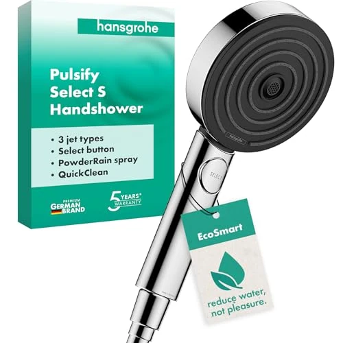 Oferta limitowana: hansgrohe Pulsify Select S - oszczędzająca wodę główka prysznicowa maks. 7 l/min (EcoSmart), słuchawka prysznicowa okrągła (105 mm) z 3-strumieniowa, z funkcją antykamienną, chrom, 24111000 z 106.00 zł na 106.00 zł (oszczędź 0.00%)