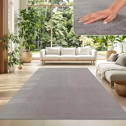 Oferta limitada: TT Home Alfombra Salón Pelo Corto Monocolor Diseño Moderno Lavable, Color: Gris, Tamaño:300x400 cm de 135.99 € a 89.93 € (ahorro 34%)