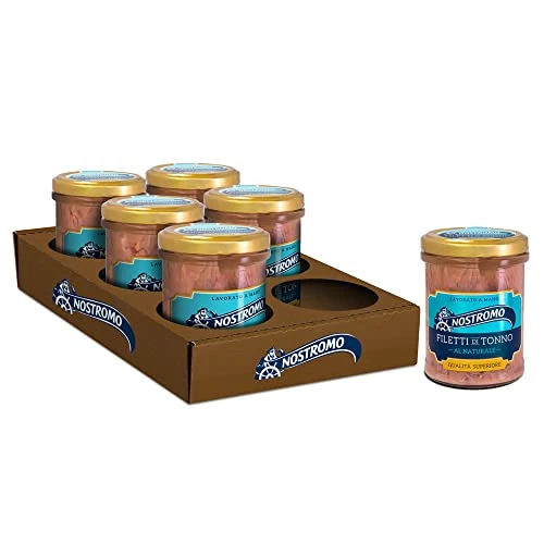 Offerta a tempo: Nostromo - Filetti di tonno al naturale, 6 vasetti da 180gr. Qualità superiore, lavorati a mano, fonte di Omega 3 - 15% da 23.94 € a 20.35 €