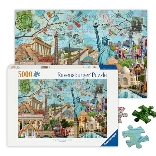 Limited offer: Ravensburger - Big City Collage - 5000 Piece Jigsaw Puzzle - Stunning Vivid Colors - The Globes Biggest Cities - Postcard Rendition - Frameable - Premium Quality - Puzzles for Adults from 109.99 EUR to 82.49 EUR (save 25%)