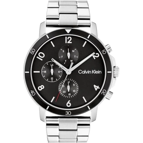 Calvin Klein Analogue Multifunction Quartz Watch for Men Gauge Sport Collection with Silver Stainless Steel Bracelet - 25200067