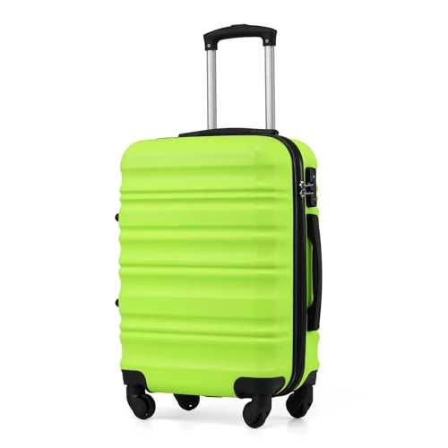 COOLIFE Suitcase Trolley Carry On Hand Cabin Luggage Hard Shell Travel Bag Lightweight with TSA Lock and 2 Year Warranty Durable 4 Spinner Wheels (S(56cm 38L), Apple Green)