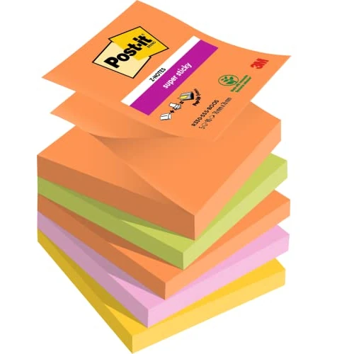 Zeitlich begrenztes Angebot: Post-it Super Sticky Z-Notes, Packung mit 5 Blöcken, 90 Blatt pro Block, 76 mm x 76 mm, Orange, Grün, Pink, Gelb - Extra-stark klebende Notizzettel für Notizen, To-Do-Listen, Erinnerungen von 15.49 € auf 12.52 € (19% Rabatt)