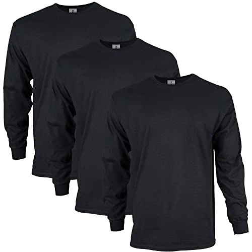 Offerta a tempo: Gildan T-Shirt a Maniche Lunghe in Cotone Ultra Cotton, Modello G2400, Uomo, Nero, L - 0.00% da 15.95 € a 15.95 €