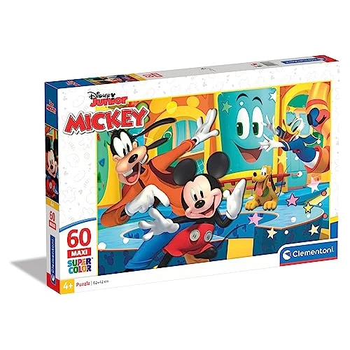 Clementoni - 26473 - Supercolor Puzzle - Disney Mickey - 60 maxi pezzi - Made in Italy, puzzle bambini 4 anni, puzzle cartoni animati, puzzle Disney, topolino, tessere grandi