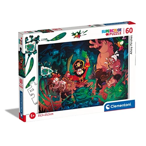 Clementoni - 26111 - Supercolor Puzzle - Ahoy Pirates! - 60 pezzi - Made in Italy, puzzle bambini 5 anni, puzzle cartoni animati, illustrazioni per bambini, puzzle pirati