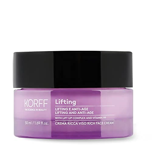 Korff Lifting Crema Viso Ricca, Effetto Lifting con Lift Up Complex e Vitamina PP, Texture Confortevole e Idratante per Pelli Secche, Formato 50ml