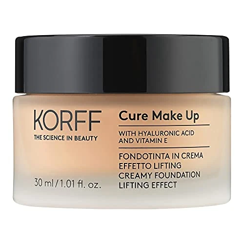 Offre limitée : Korff Fondoteint crème Effet Lifting, coprise moyenne élevée avec acide hyaluronique et vitamine E, Texture fondante et Cremesa, Finish Satinato 03, Format 30 ml de 21.30 € à 21.30 € (0.00% de remise)