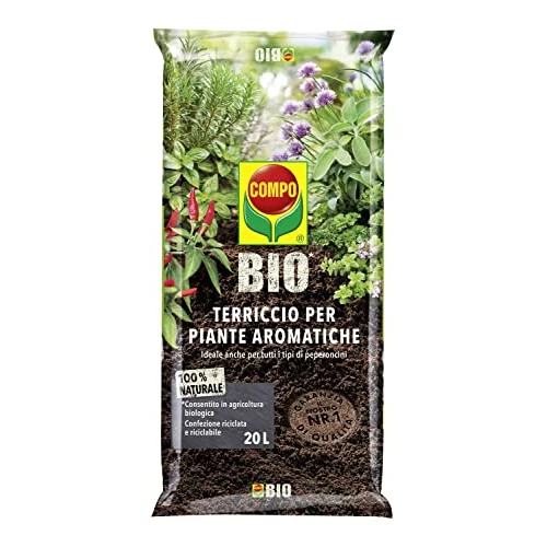 COMPO Biologische grond voor aromatische planten, potplanten of volle aarde, toegelaten in biologische landbouw, met guano, zak 20 l