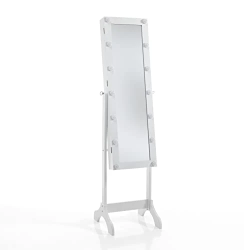 Tijdelijke aanbieding: Tomasucci Coffeer Lux staande spiegel met houder, geïntegreerde ledlampen, mat wit gelakt, 155 x 38 x 40 cm van 227.15 EUR naar 227.15 EUR (korting 0%)