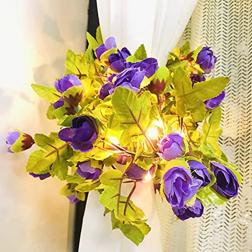 Oferta limitada: Luces de cadena de flores rosas y vidas para plantas decorativas guirnalda rosa luces de batería para el día de San Valentín día de la madre propuesta boda Navidad decoraciones (2m/20led, 42 de 18.04 EUR a 18.04 EUR (ahorro 0%)