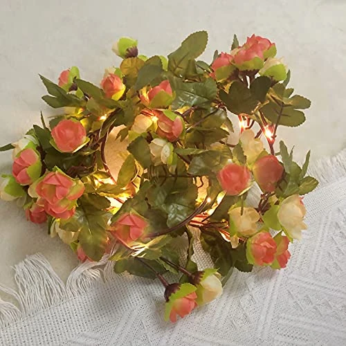 Offerta a tempo: Luci Stringa Rose Fiore Vite Piante Luci Decorative Ghirlanda Rosa Luci a Batteria per Festa di Casa Mamma Proposta Matrimonio Natalizie Decorazioni (2m/20led, 42 Fiori-Rosso tramonto) - 0% da 12.79 € a 12.79 €