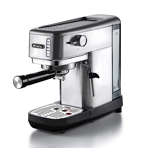Limited-time offer: Ariete 1380 Metal Slim Barista Espresso Coffee Maker Machine & Milk Frother for Powder or Pods, 15 Bar Pressure & Cup Warmer,1.1 liters, Stainless Steel from 149.99 GBP to 123.00 GBP (save 18%)