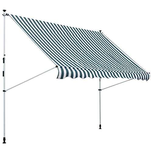 Offerta a tempo: Outsunny Tenda da Sole 3x1.5 m con Braccio Avvolgibile, Tenda Parasole da Esterno a Manovella in Alluminio e Tessuto Poliestere 180g/㎡, per Giardino, Balcone e Terrazza, Bianco e Verde - 50% da 75.95 € a 37.98 €