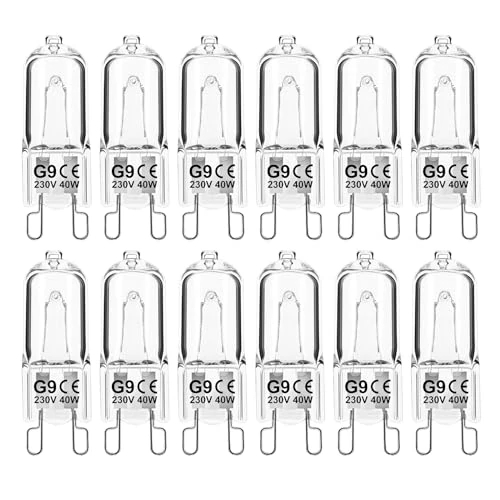 Offerta a tempo: Jaenmsa Lampadine g9,12 pezzi, Lampadina alogena 40W 230V 480LM Dimmerabile Bianco caldo G9 lampadine alogene Lampadina a capsula G9 per lampadina forno 300 gradi. - 0.00% da 10.99 € a 10.99 €