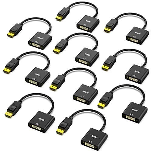Offre limitée : BENFEI Adaptateur DisplayPort vers DVI, convertisseur DisplayPort vers DVI-D mâle vers Femelle Noir Compatible pour Lenovo, Dell, HP et Autres Marques, 10 Pcs de 90.00 € à 90.00 € (0.00% de remise)