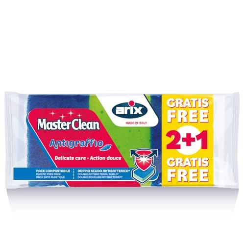 Arix 2+1 Masterclean spons blauw krasbestendig en antibacterieel
