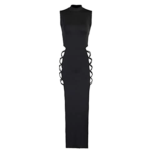 Offerta a tempo: Siyova Abito Lunga da Donna Estiva Abito Sexy Donna Senza Maniche a Fessura Cava in — 14% da 21,99 € a 18,99 €