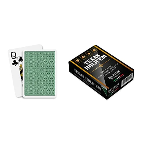 Oferta limitada: Dal Texas Hold'em Casino - Baraja de póquer Profesional de Calidad, plastificada e Impermeable, 1 mazo de 55 índice Jumbo con Alegre Parte Trasera Verde, Fabricado en Italia de 9.95 EUR a 9.95 EUR (ahorro 0%)