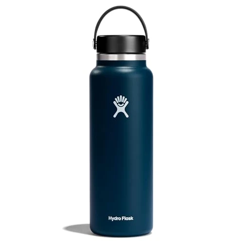 Hydro Flask - Wide Mouth - Botella de Agua 1180 ml (40 oz) - Acero Inoxidable con Aislamiento al Vacío y Tapa a Prueba de Fugas y Revestimiento en Polvo - Wide Mouth - Indigo