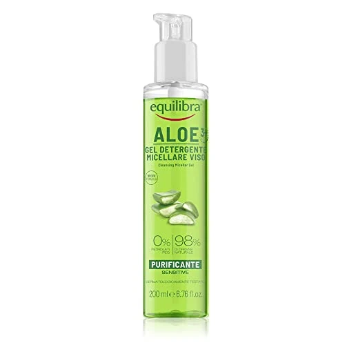Offerta a tempo: equilibra Viso, Aloe Gel Detergente Micellare Viso, Gel Detergente Viso con Aloe Vera e Aloe 3+ per Pelli Sensibili, Struccante, Rimuove Residui di Make-up e Impurità, Idratante e Tonificante, 200 ml - 40% da 6.29 € a 3.75 €