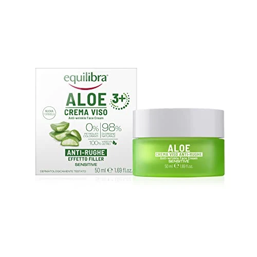 Begrenztes Angebot: equilibra Gesicht, Aloe Anti-Falten-Gesichtscreme, Gesichtscreme mit Filler-Effekt auf Basis von Aloe Vera und Aloe 3+, Anti-Falten-Creme, geeignet für empfindliche Haut, gegen Zeichen der Zeit, von 11.48 EUR auf 11.48 EUR (Rabatt 0%)
