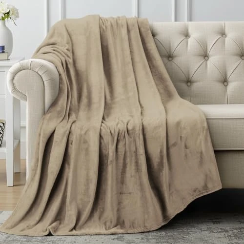 Utopia Pościel Koc polarowy Popielaty 300GSM Luksusowy koc na kanapę Sofa Antystatyczny Fuzzy Miękki koc na łóżko [152x127 cm, Wielbłądzi]