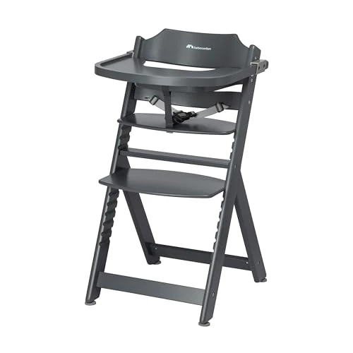 Bebeconfort Timba Seggiolone Evolutivo in Legno, 6 Mesi-99 Anni, 110 kg, Seggiolone Pappa per bambini con Vassoio, Seduta e Poggiapiedi Regolabili, Compatibile con Sdraietta Timba Baby, Warm Grey