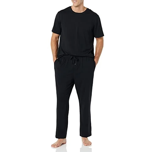 Limited-time offer: Amazon Essentials Men's Modal Cotton T-Shirt and Full-Length Bottoms Pyjama Set, Black, XXS from 22.00 GBP to 22.00 GBP (save 0%)