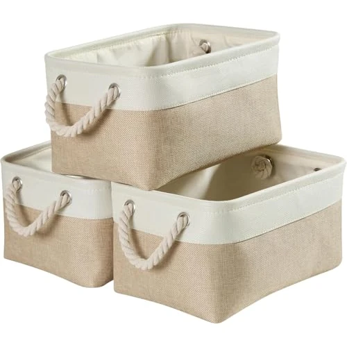 Oferta limitada: Mangata Caja de almacenaje Tela, Claro Caqui Blanco, 31x21x16 cm, 3Pcs de 19.99 € a 19.99 € (ahorro 0.00%)