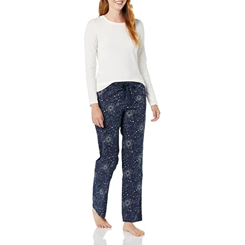 Offerta a tempo: Amazon Essentials Pantaloni del Pigiama in Popeline Donna, Blu Marino Stelle Celesti, XXL - 44% da 18.70 € a 10.47 €