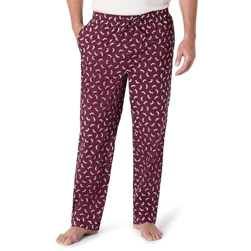 Tijdelijke aanbieding: Amazon Essentials Men's Geweven pyjamabroek met rechte pasvorm, Bordeauxrood Papegaaiduiker, S van 19.99 € naar 19.99 € (0.00% korting)