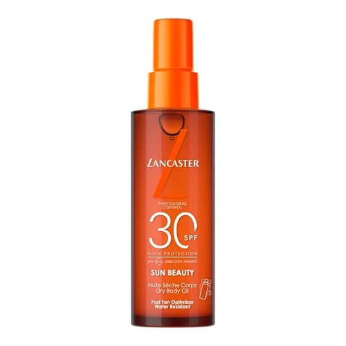Lancaster Sun Beauty Body Dry Oil Protector solar, Con complejo activador del bronceado, Tecnología Full LightTM para una protección solar de espectro muy amplio SPF30