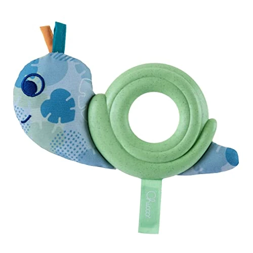 Chicco Peluche Baby Lumaca Eco+, Trillino in Tessuto, Plastica e Poliestere Riciclato, Stimolazione Tattile, Gioco Bambino, 3-24 Mesi