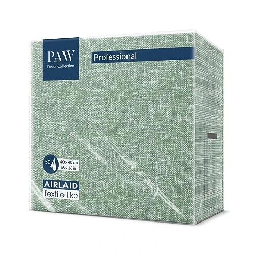 Offre limitée : PAW Serviette de Table Papier - Airlaid (40 x 40 cm) I Nature, Structura, Vert I Décoration Anniversair, Mariage, Bapteme Garcon et Fille I Structure en Tissu I Color: Linen Structure Green de 12.99 EUR à 12.99 EUR (remise 0%)