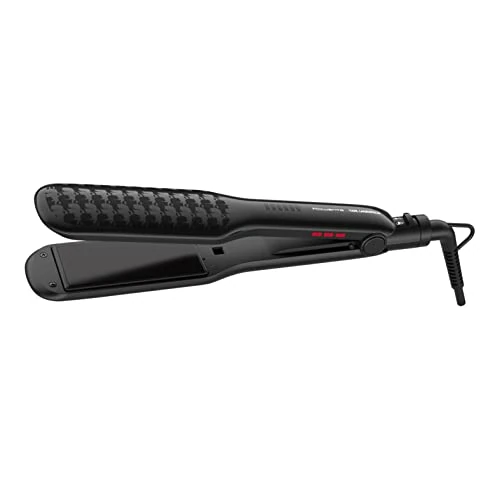 Rowenta x Karl Lagerfeld Extra Liss SF411L-Plancha de pelo con Recubrimiento de Keratina, Turmalina, pantalla LED, apagado autómatico, negro, 9 cm x 4.5 cm