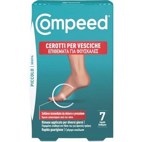 Offerta a tempo: COMPEED Cerotti per vesciche. Lunga durata e resistenti all'acqua - Per vesciche piccole, 7 Cerotti. Pack 100% plastic free - 29% da 9.69 € a 6.92 €