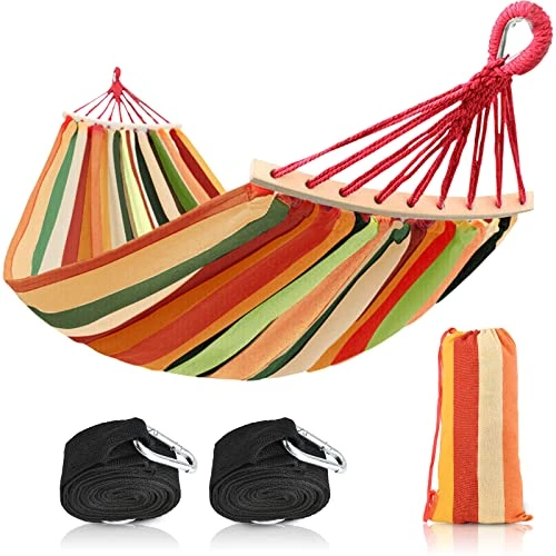 Offerta a tempo: Amaca 200 x 150cm, Amaca da Campeggio con Asta di Sospensione, Amaca in Tela Canvas Extra Large Portatile con Borsa di Trasporto fino a 300kg per Cortile e Giardino (Multicolore) - 0.00% da 33.99 € a 33.99 €