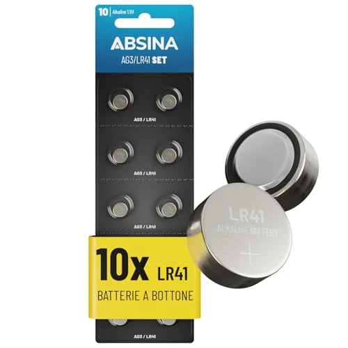 Offerta a tempo: ABSINA Pile LR41 AG3 - Batterie bottone 1,5V Alcaline a prova di perdite - 0.00% da 6.99 € a 6.99 €