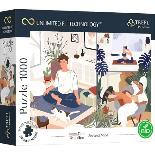 Limited-time offer: Trefl 10695 1000 Elements, Thickest Cardboard, Organic, Eco, Cats, Coffee, Relaxation, Recreation, Entertainment for Adults and Children from 12 Years, Puzzle Yoga, Cats & Coffee: Peace of Mind from 11.85 GBP to 11.85 GBP (save 0%)