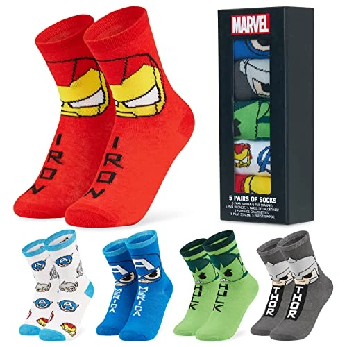 Offerta a tempo: Marvel Calzini Ragazzo, Morbido Traspirante Calze Bambino - Pacco da 5 (Multi, 35-40) - 13% da 18.99 € a 16.49 €